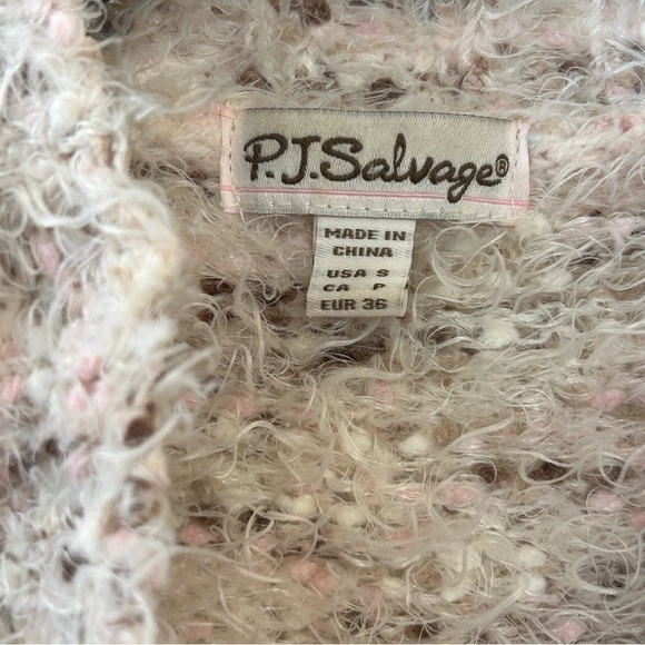 P.J. Salvage Cream Pink Cardigan Sweater Open Front Long Length 🩷 Small - Picture 6 of 7